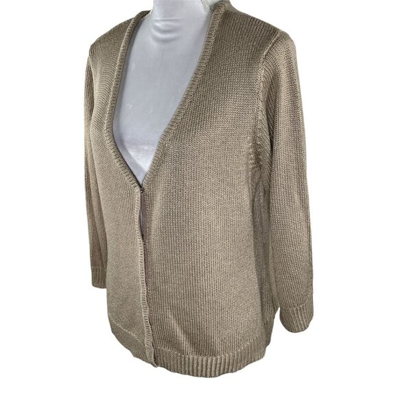 NY Collection Tan Cardigan Sweater XL V-Neck Knit Casual Layer - Picture 12 of 12